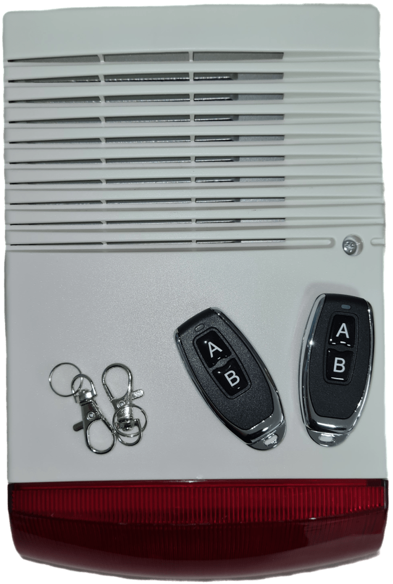 KIT SIRENA PANICO ALARMA COMUNITARIA 12V 120dB 1850Hz Señar MAX 30MT 270*193*100MM ABS+METAL 2 CONTROLES 0
