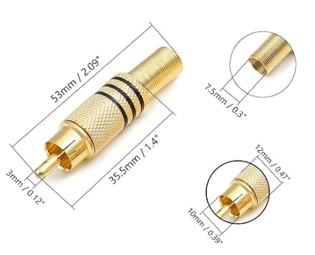 Rca por 1 Par De Conectores Plug  Macho Para Soldar Metalico #653