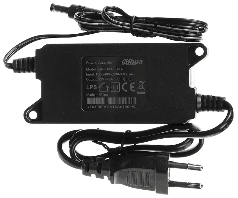 DH-PFM320D-EN 12V-2A DAHUA Interior Transformador 100~240V, 50/60Hz, 0.6A Plastica (Fuente Poder)2