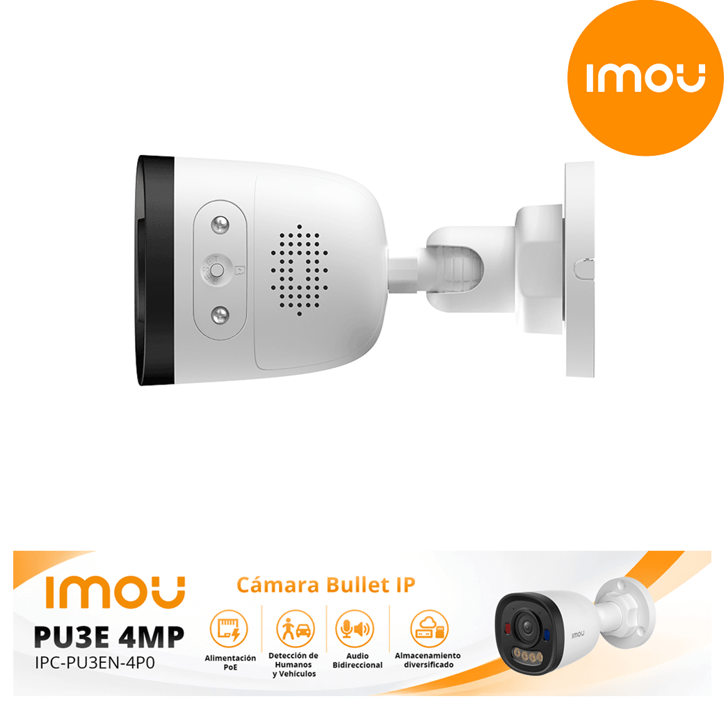 IPC-PU3EN-4P0 CAMARA BALA IP POE 4MP 2.8MM ONVIF BIDIRECCIONAL COLOR LUZ POLICE 512GB PLASTICA IMOU2