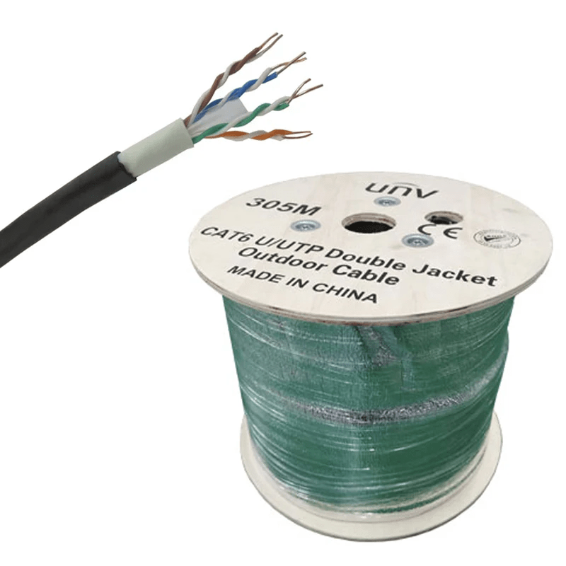 CABLE UTP CAT6 305MT EXTERIOR COBRE 99.99% OFC 0.52mm iSO/IEC 11801,TIA/EIA 568C.2 , CE  MARCA: UÑV3