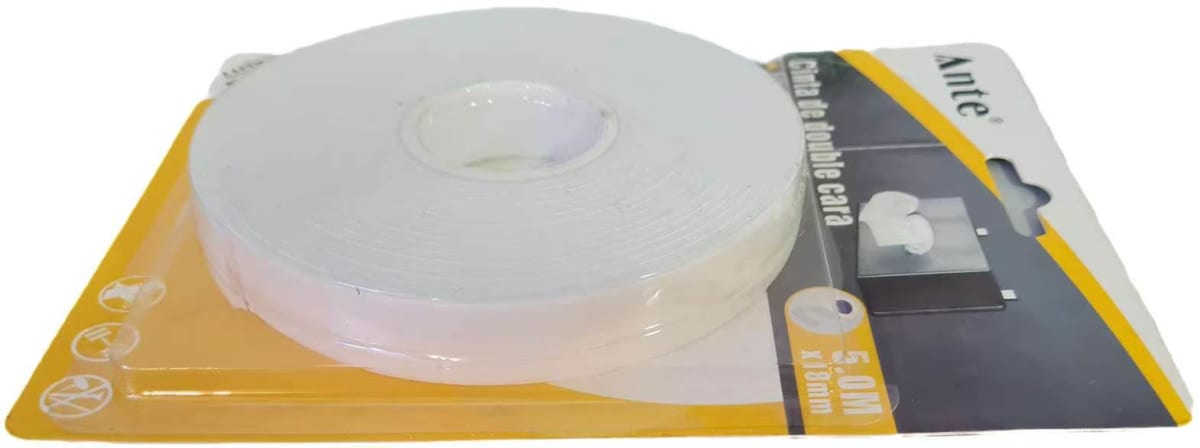 CINTA DOBLE CONTACTO 5MT 18MM ESPUMA DOBLE FAZ 637873 BLANCA MARCA ANTE2