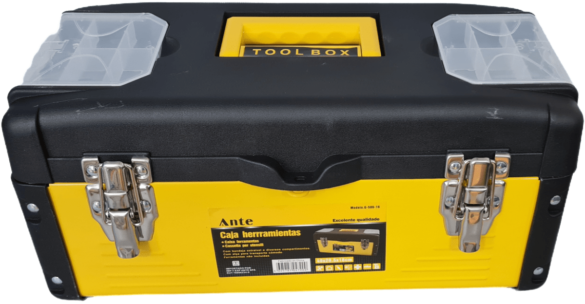 CAJA DE HERRAMIENTAS G-586-16 40*20.5*18CM AMARILLA Y NEGRA METAL + PLASTICA 047900 MARACA ANTE 0
