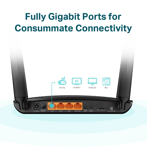 TL-MR600 ROUTER 4G LTE GIGABIT WiFi-5 2.4Ghz/5Ghz AC1200 1*PUERTO WAN/LAN,SIM 12V 1.5A MARCA: TP-Link4