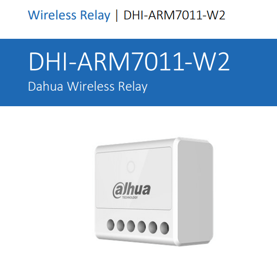 DHI-ARM7011-W2 RELE INALAMBRICO 433,1 MHz-434,6 MHz ESTAPACIO LIBRE 800MT NUBE,ALARMA,DAHUA 0