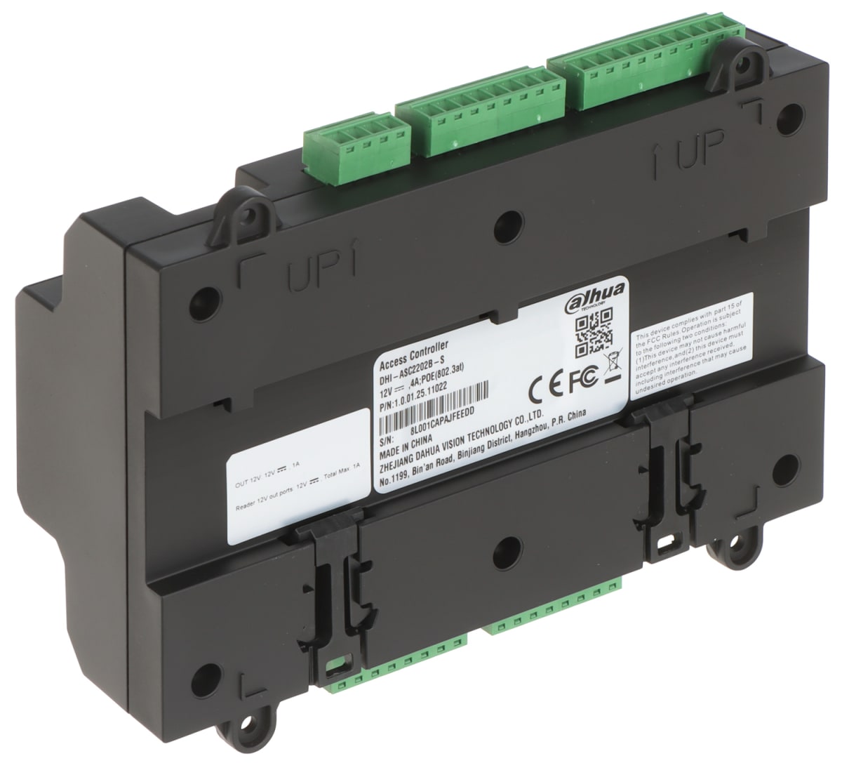 DHI-ASC2202B-S Control de Acceso DAHUA para 2 Puertas.3*RS-485 ,2*Wiegand,12V/POE 10/100 Mbps IP20 IK045