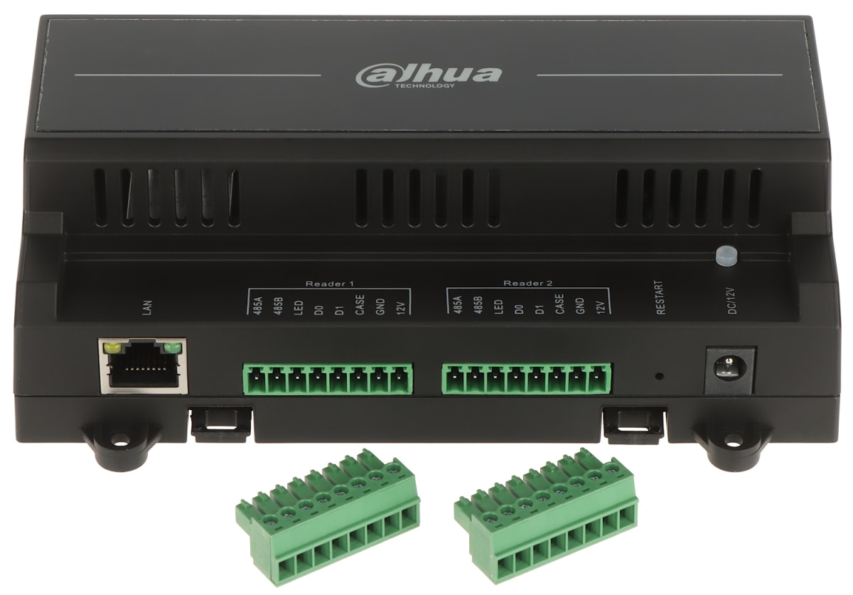 DHI-ASC2202B-S Control de Acceso DAHUA para 2 Puertas.3*RS-485 ,2*Wiegand,12V/POE 10/100 Mbps IP20 IK044