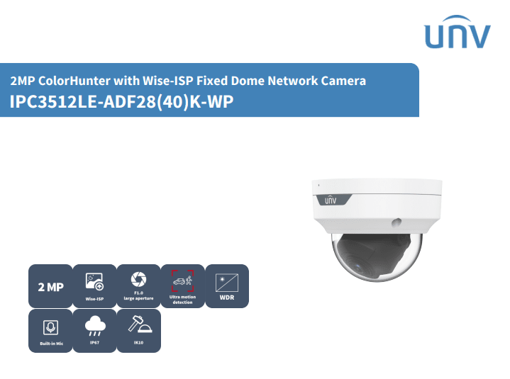 IPC3512LE-ADF28K-WP CAMARA DOMO IP POE IK10 2MP 2.8MM WIZCOLOR SIP MIC MAX 512GB IP67 METAL+PLASTICA UÑV2