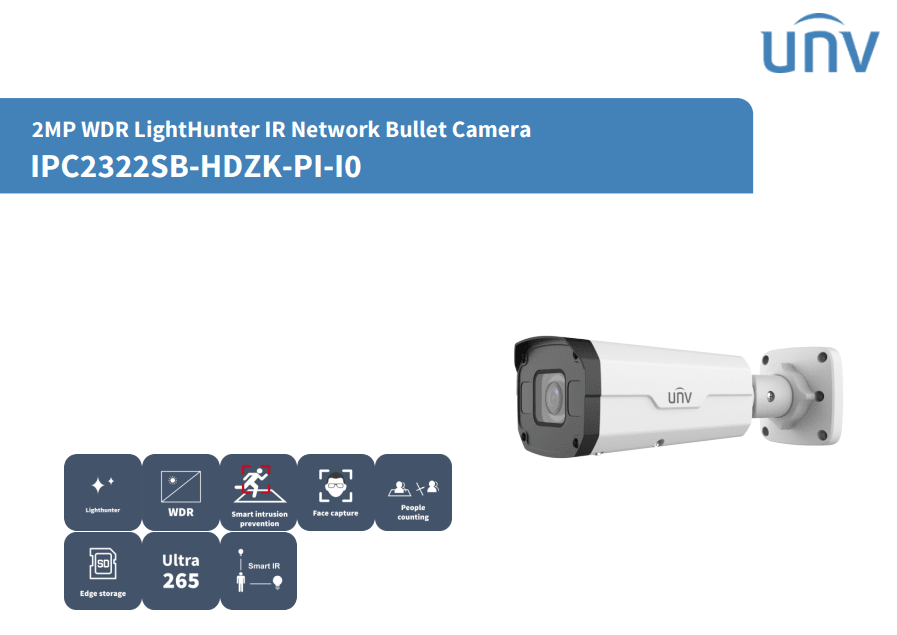 IPC2322SB-HDZK-PI-I0 CAMARA BALA IP POE 2MP VARI FOCAR MOTORIZADA 2.8~12MM IR50 INTRUSION LightHunter ALARMA IP67 512GB UÑV 0
