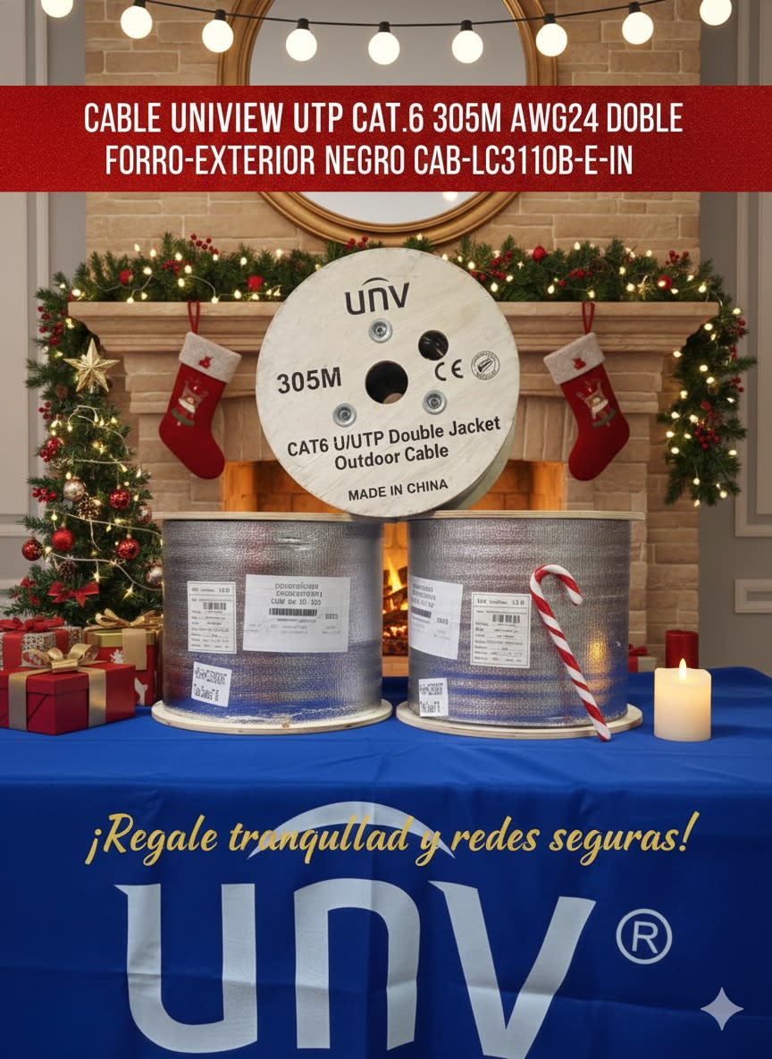 CABLE UTP CAT6 305MT EXTERIOR COBRE 99.99% OFC 0.52mm iSO/IEC 11801,TIA/EIA 568C.2 , CE  MARCA: UÑV2