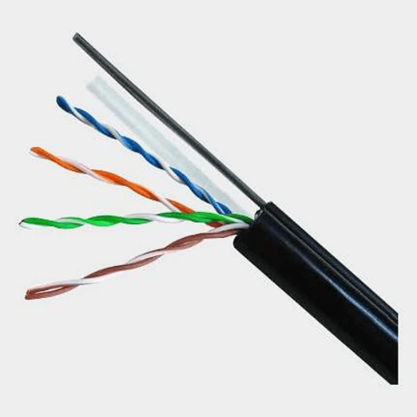 305MT CABLE UTP CAT6 EXTERIOR CON MENSAJERO COBRE 99.99% 0.5MM 25AWG iSO/IEC OFC NEGRO CAB-LC3110B-ESW UÑV2