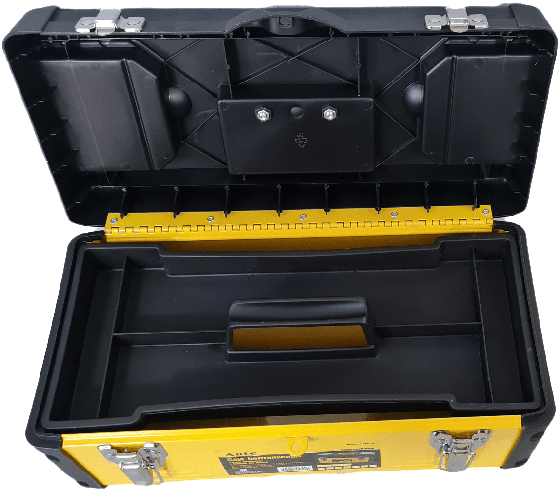 CAJA DE HERRAMIENTAS G-586-16 40*20.5*18CM AMARILLA Y NEGRA METAL + PLASTICA 047900 MARACA ANTE2