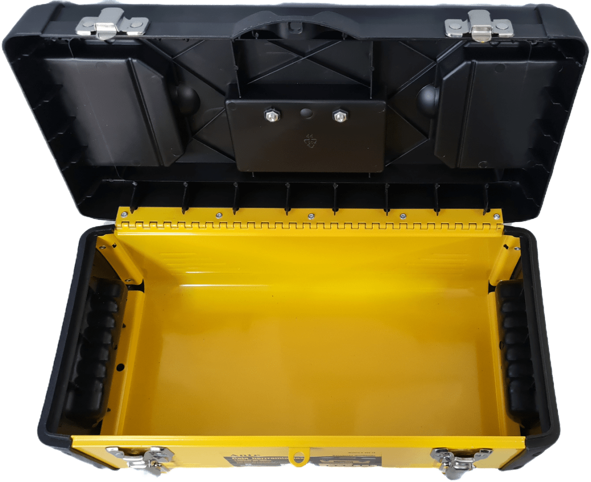 CAJA DE HERRAMIENTAS G-586-16 40*20.5*18CM AMARILLA Y NEGRA METAL + PLASTICA 047900 MARACA ANTE3