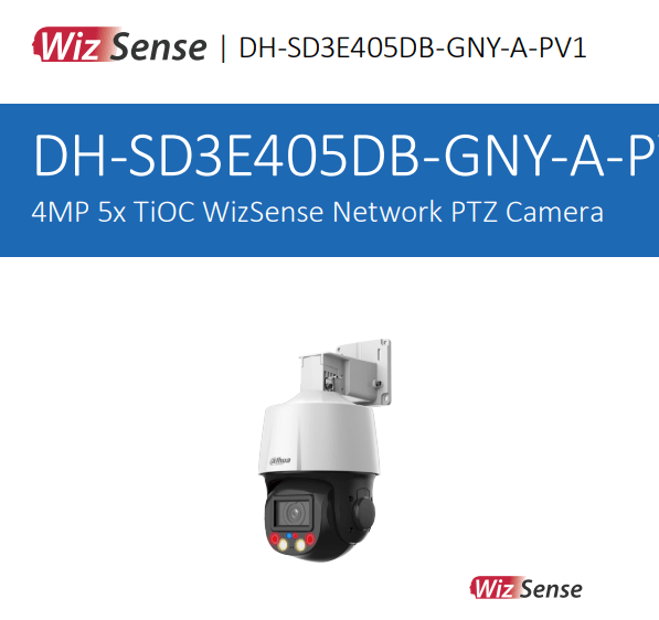 DH-SD3E405DB-GNY-A-PV1 PTZ IP POE 4MP 5X 2.7mm~13.5mm FullColor Tioc APP IR50/LUZ30 WizSense(SIN FUENTE) 0