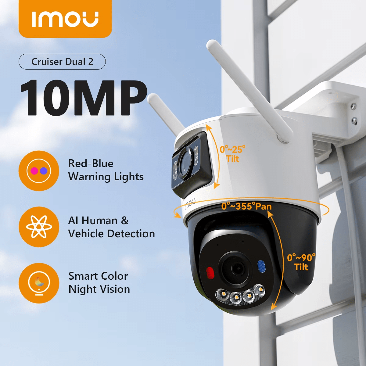 IPC-S7XEN-10M0WED-0360B CAMARA IP IMOU PT 5MP+5MP 3.6mm FullColor 30MT IMOU SENS Cruiser Dual MAX 512GB2