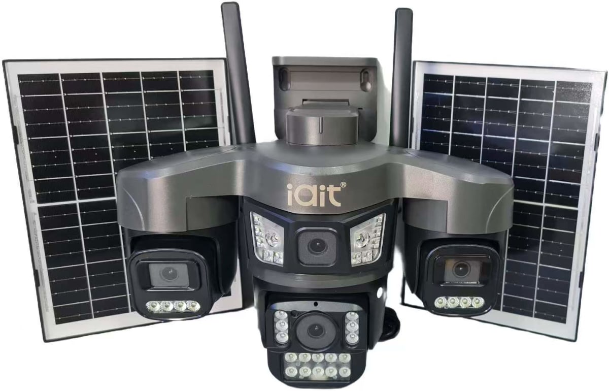 CAMARA PT 4G AOV 4x3MP 4MM 4G PANEL Solar 18W 16000mAh Color e-SIM y SIM Alarm AUDIO BIDIRECCIONAL 71X4Q-M6-WG IAITECH ULTRA3