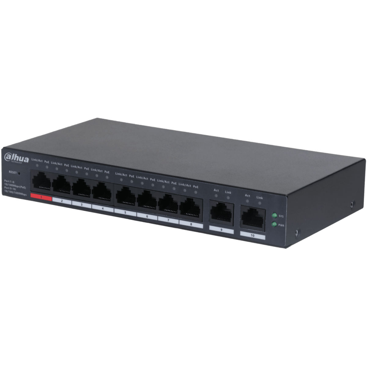 DH-CS4010-8ET-110 SWITCH POE 110W 54V 10-Port 10~1000Mbps NUBE Con 8-Port PoE + 2-Port GB Uplink DAHUA2