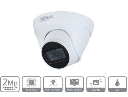 DH-IPC-HDW1230T1P-S6 CAMARA DOMO IP POE 2MP 2.8MM IR30MT PLASTICA+METAL 12V DAHUA 0