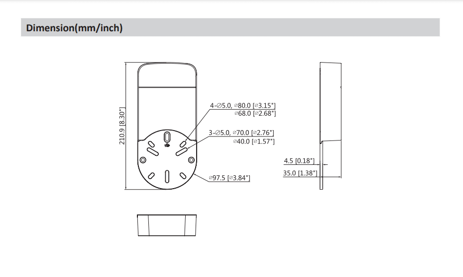 DH-PFA12A SOPORTE BASE Montaje en Pared PP 210.9mmx97.5mmx35mm3