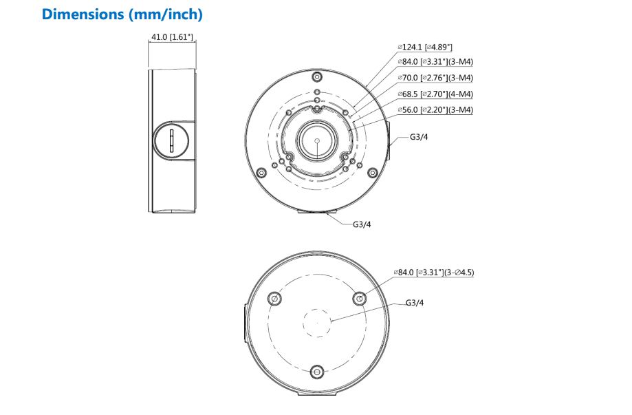 DH-PFA130-E SOPORTE BASE CILINDRO IMPERMEABLE IP66 124MMx41MM ALUMINIO MAX 3KG2