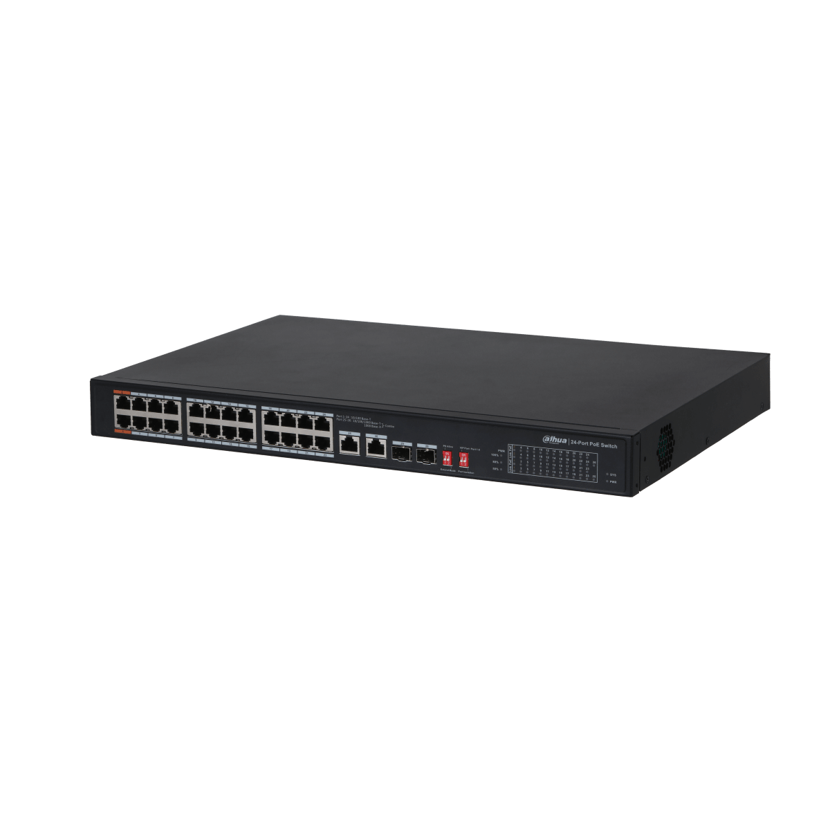 DH-PFS3226-24ET-240 SWITCH POE 26CH 240W Fast Ethernet 10~1000Mbps 24 Port PoE + 2 Port Uplink DAHUA3