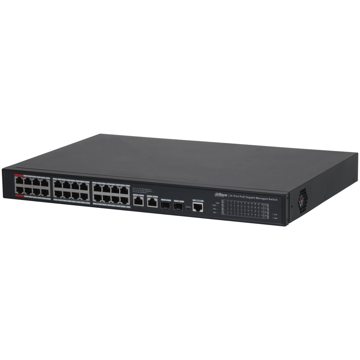 DH-CS4228-24GT-240 SWITCH POE 240W 24CH GE PoE y 2CH GE + 2CH SFP,NUBE,10~1000Mbps,250MT Uplink DAHUA3