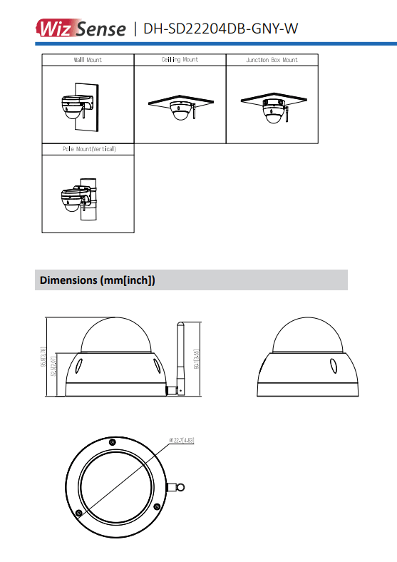 DH-SD22204DB-GNY-W CAMARA DOMO PTZ IP 2MP 4X 2.8-12MM Starlight WIFI IK10 H.265+ SMD3.0 WizSense AI MAX 512GB OFERTA3