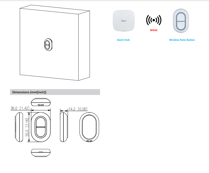 DHI-ARD822-W2 BOTÓN PÁNICO INALÁMBRICO W25