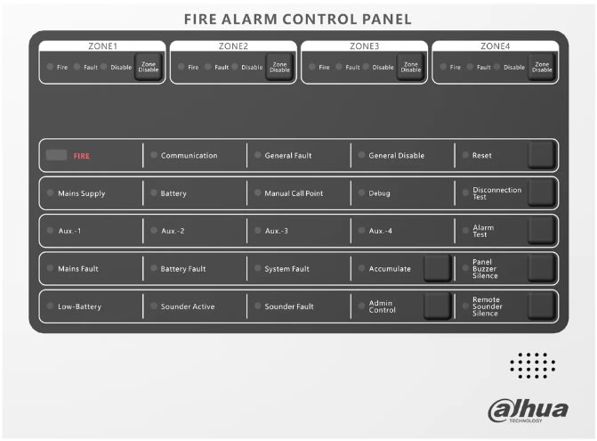 DHI-HY-C102-4 4 Zonas Panel Dahua de control de alarma contra incendios convencional,Con 2 Baterias.(Solo Panel)2