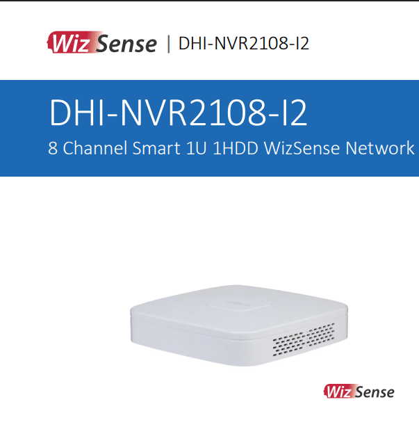DHI-NVR2108-i2 NVR 8CH SIN POE Face detection WizSense SMD 1U 1HDD AI H.265+ HASTA 10TB DAHUA 0