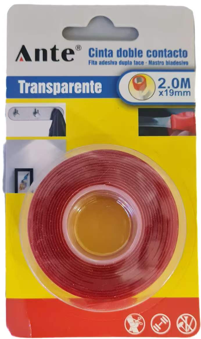 CINTA DOBLE CONTACTO SIN RASTRO DOBLE FAZ TRANSFPARENTE 2MT * 19MM 5605787628437 MARCA ANTE 0