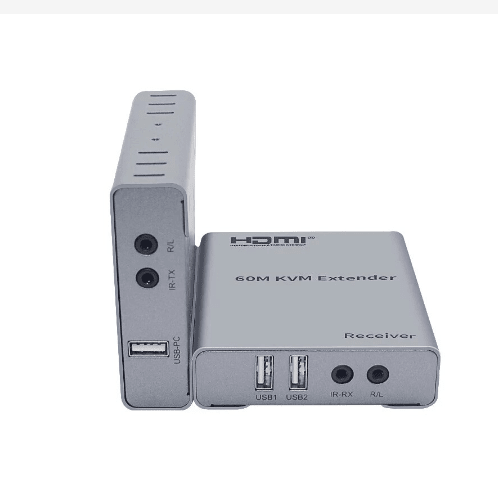 EXTENSOR DE VIDEO 60MT A HDMI POR UTP RED 1080P(2MP) USB+ENTRADA AUDIO METAL3