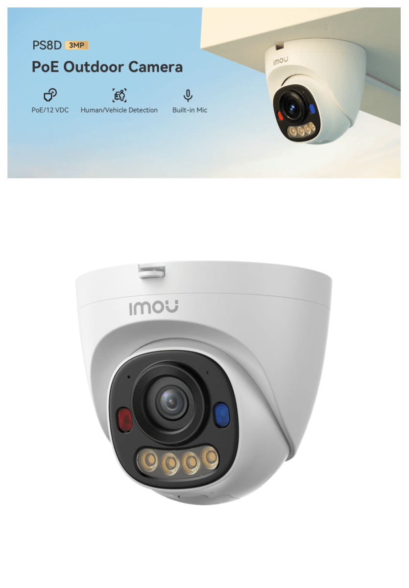 IPC-PS8DN-5V0 CAMARA DOMO IP POE 5MP 2.8MM MICROFONO FULLCOLOR AI ADVERTIR,512GB PLASTICA IMOU 2