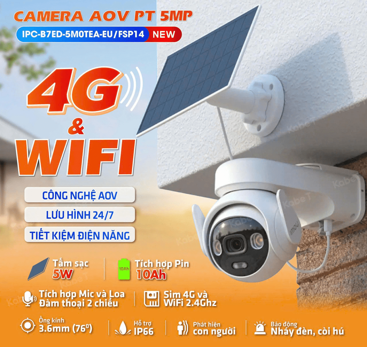 IPC-B7ED-5M0TEA CAMARA AOV PT 5MP 4G Y WIFI 3.6MM AUDIO BIDIRECCIONAL PANEL SOLAR COLOR 10000mAh IP66 IMOU 0