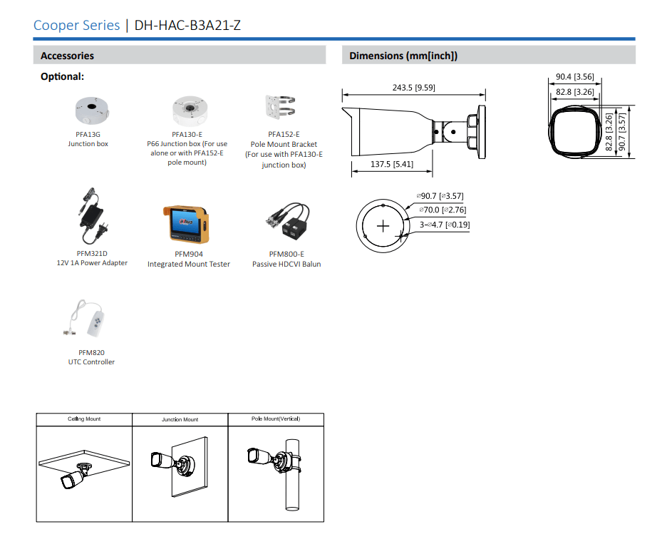 DH-HAC-B3A21N-Z CAMARA BALA 2MP 2.7-12MM VF LENTE MOTORIZADO IR40MT 12V  IP67 OFERTA3