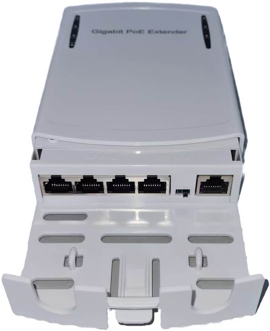 HX-GSPOE104-P EXTENSOR POE 1 A 4 MAX100MT 1000Mbps in 30W out 25.5w IEEE802.3AF/AT PROTECCION CONTRA EXTERIOR2