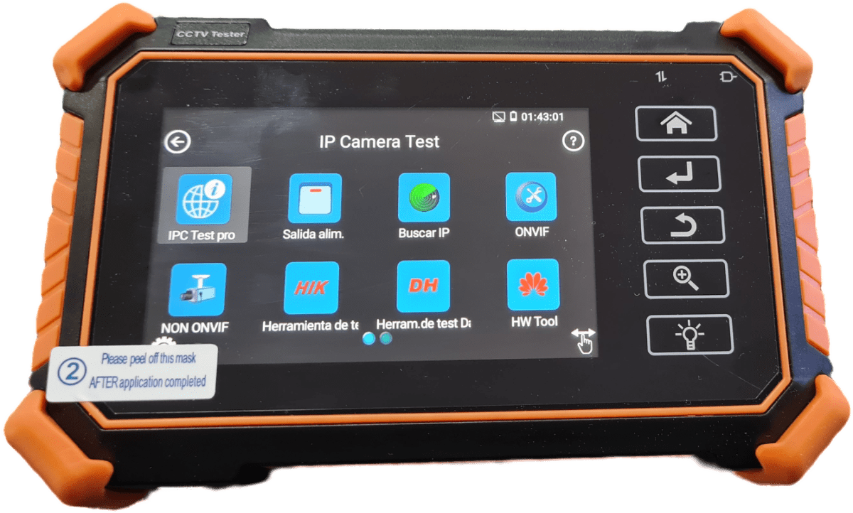 IPC-1910 PLUS TESTER CCTV MONITOR 8K H.265 CVI/TVI/AHD/IP,Salida DC12V 3A,48V PoE 30W,ONVIF10