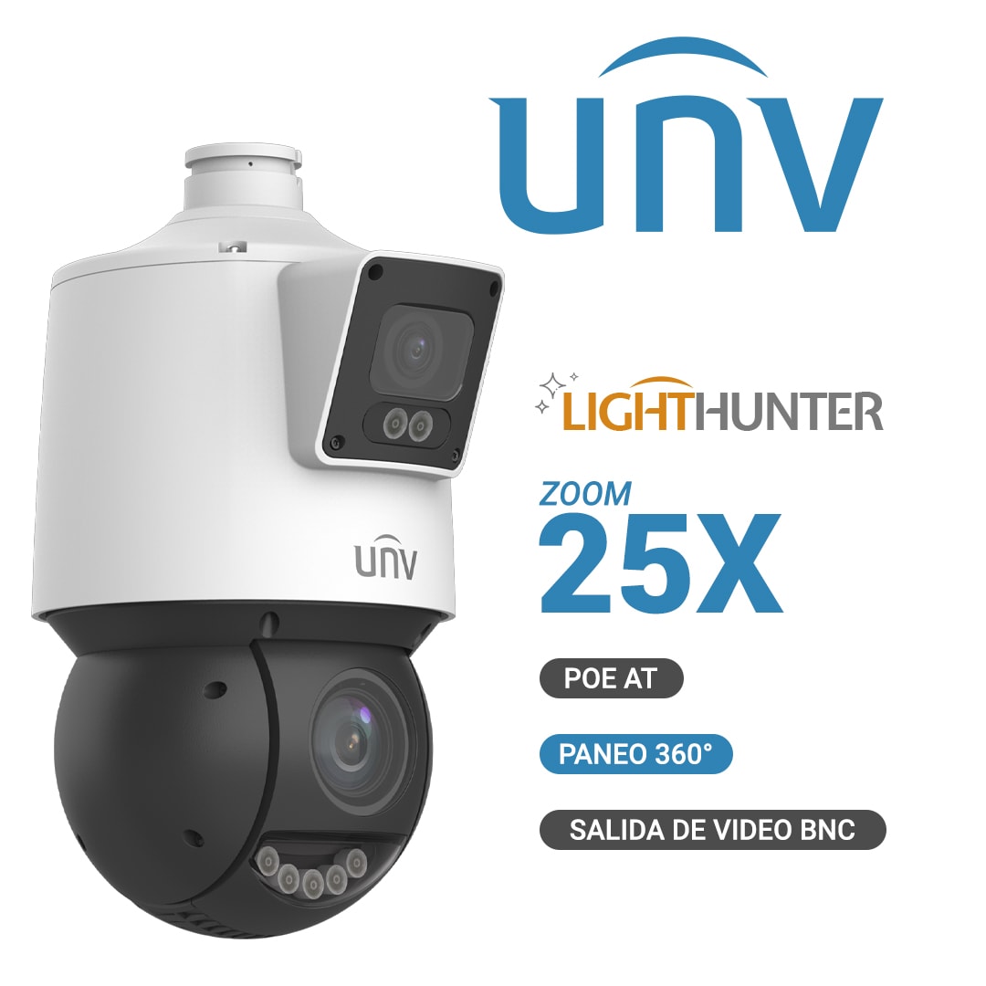 IPC94144SFW-X25-F40C CAMARA PTZ IP POE 4MP+4MP 25X COLOR IR100 Lighthunter IP66 SIRENA ALARMA,SIN SOPORTE,UÑV2