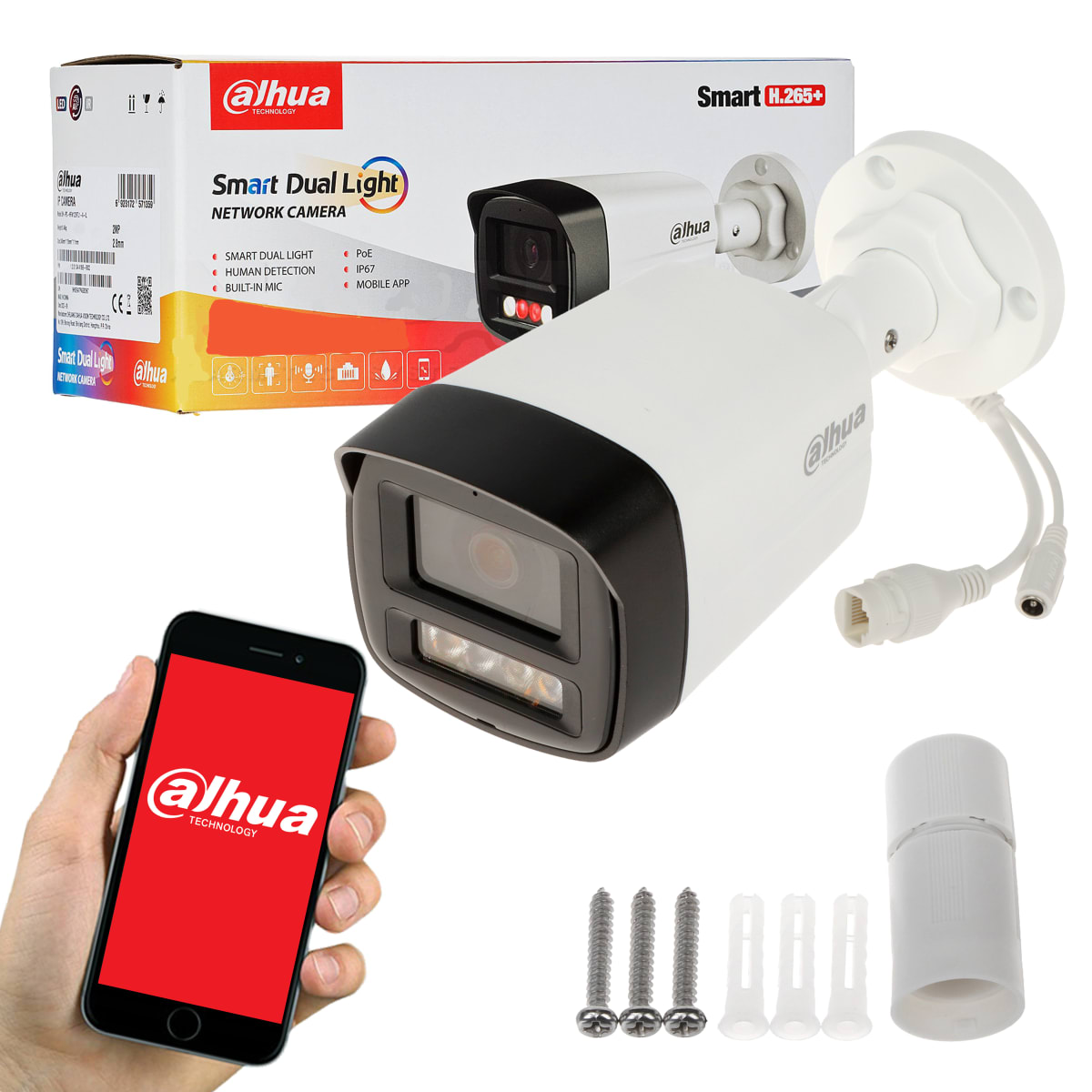 DH-IPC-HFW1239TL1P-A-IL CAMARA BALA IP POE 2MP 2.8MM SMARTE DUAL LIGHT LED IR+LED 30MT MICROFONO IP672