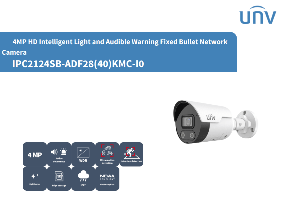 IPC2124SB-ADF28KMC-I0 CAMARA BALA IP POE 4MP 2.8MM MIC ALARMA INTRUSION IR30MT DUAL COLOR ONVIF IP67 MAX 512GB METAL UÑV 0