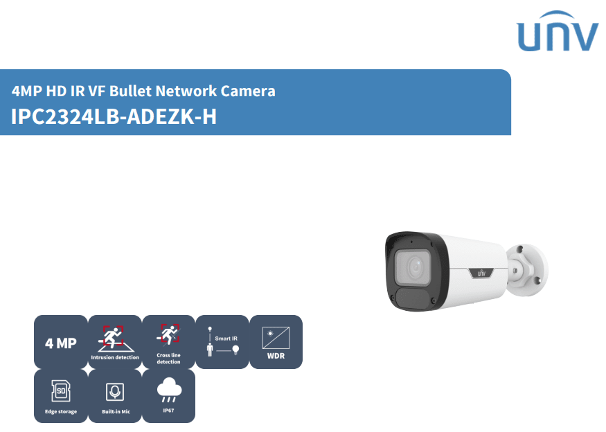 IPC2324LB-ADEZK-H CAMARA BALA IP POE 4MP VARI FOCAR IR50MT ONVIF MIC IP67 256GB METAL+PLAS UÑV 0