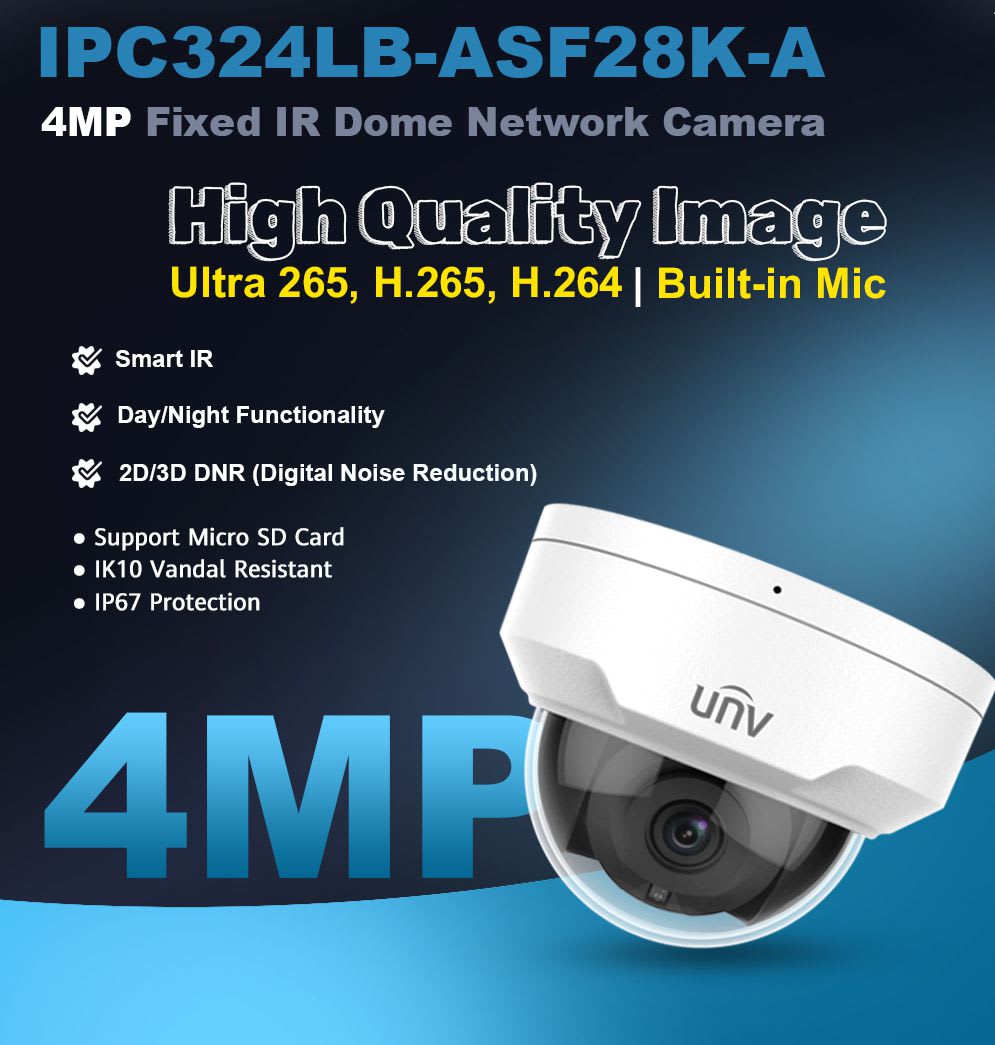 IPC324LB-ASF28K-A CAMARA DOMO IP POE IK10 4MP 2.8MM  IR30MT ONVIF MIC IP67 512GB METAL+PLAS UÑV 0