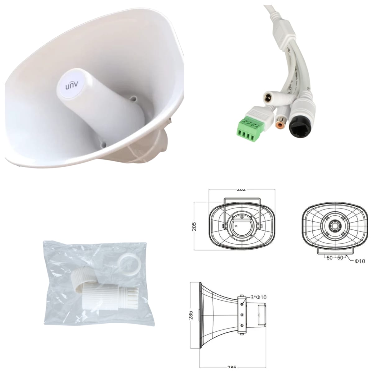 IPS302030-S BOCINA Megafono IP POE Altavoz 30W 130dBSPL 8Ohms 12V/24V IP66 Parlante ABS CCTV UÑV4
