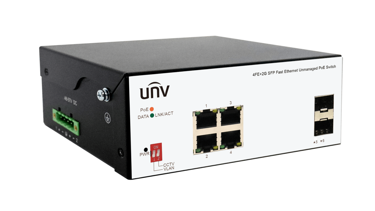 ISW2000-4T2GP-POE-IN Switch POE 75W 6CH 4Port 10~100Mbps 4POE+2 Ranuras SFP 1000Mbps IEEE 802.3at/af UÑV2