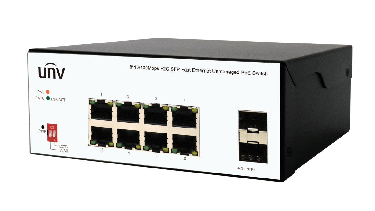 ISW2000-8T2GP-POE-IN Switch POE 130W 10CH 8Puertos 10~100Mbps 8POE+2 Ranuras SFP 1000Mbps IEEE 802.3at/af UÑV4