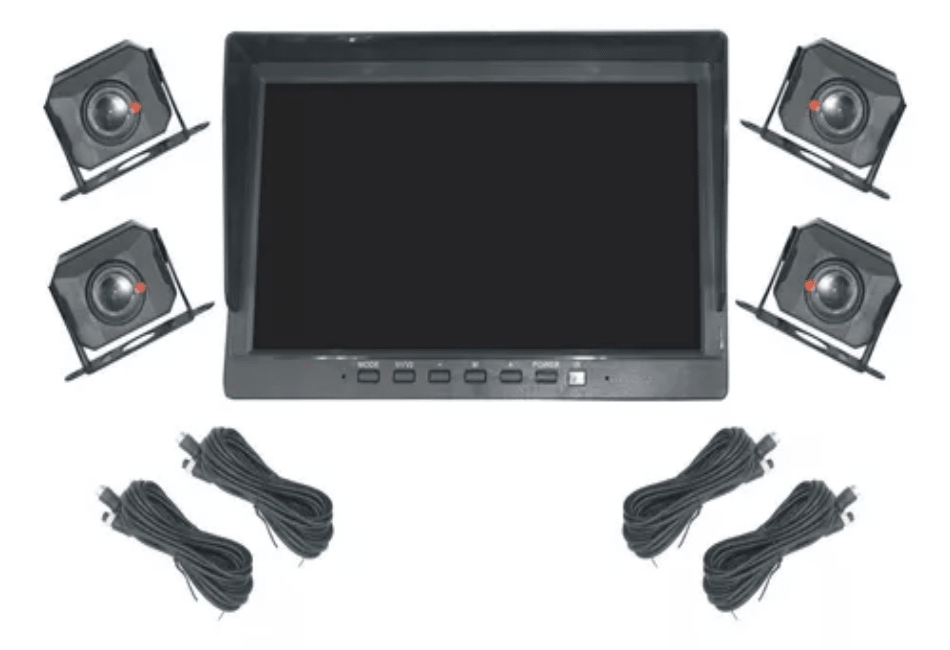 Kit BUS 12V~24V DVR Pantalla 10 PULGADA Con 4 Camaras FHD COLOR Camion O Bus 1X15M 3X5M Max128gb 0