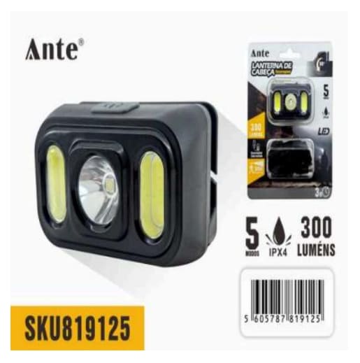 LINTERNA FROTAL 500mAh 5V 1A, 3*LED 300LUMENS BMHL0171 MARCA:ANTE2