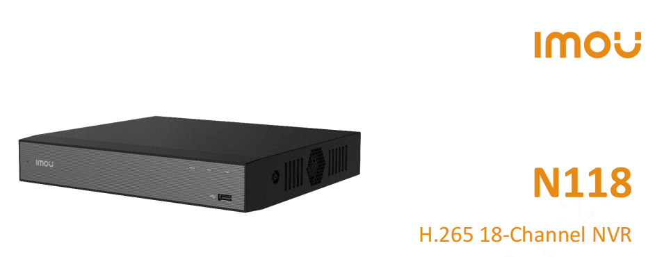 NVR-N118-8AOE NVR 18CH 4K SIN POE ONVIF 1U 1HDD AI H.265 HASTA 16TB 12V-2A IMOU1