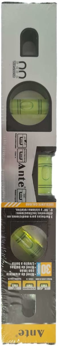 NIVEL DE ALUMINIO CON IMAN 300MM PLATEADO MARCA: ANTE2