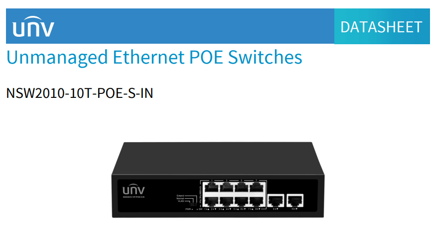 NSW2010-10T-POE-S-IN Switch POE 96W 8CH 8-Port 10~100Mbps 8 POE+2 Uplink 200Mbps IEEE 802.3at/af UÑV 0